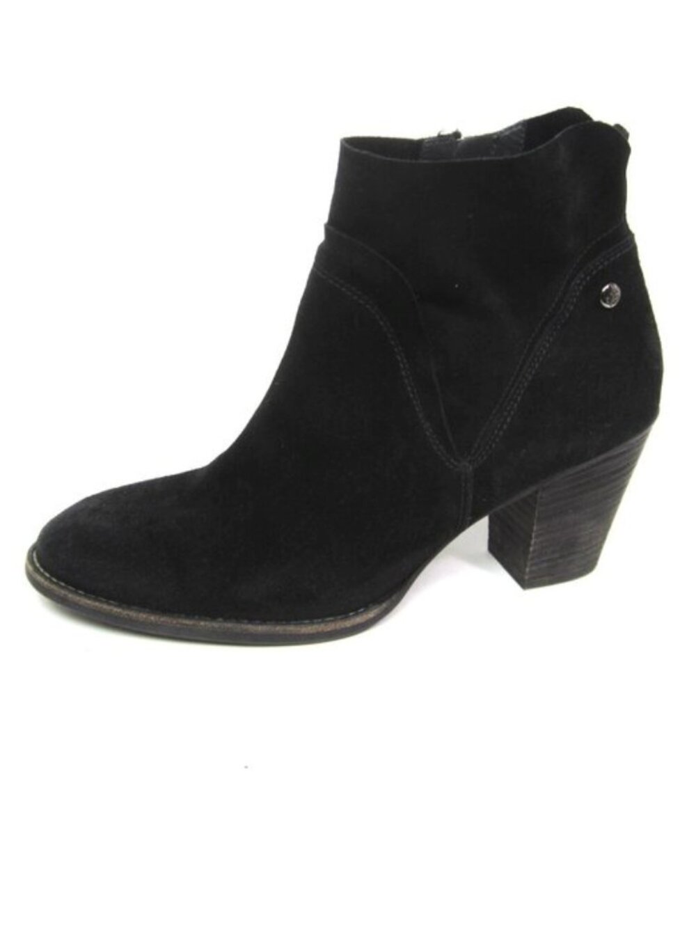 Paul Green 7.5 US 10 Black Heeled Ankle Bootie Zip Suede Leather Water Resistant